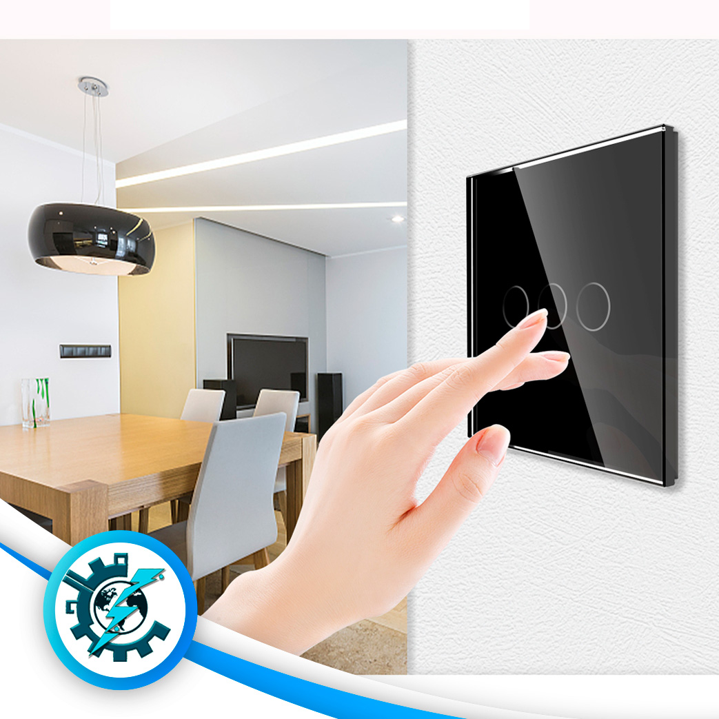 کلید سه پل لمسی هوشمند تویا (tuya) بی‌سیم وایفای و زیگبی